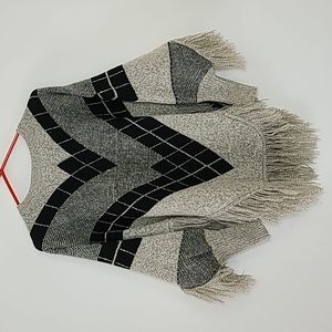 Monteau Soft Fringed Poncho Sweater